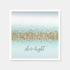 Beach Aqua Blue Ombre Guld Glitzy Gnistra Pappersservett