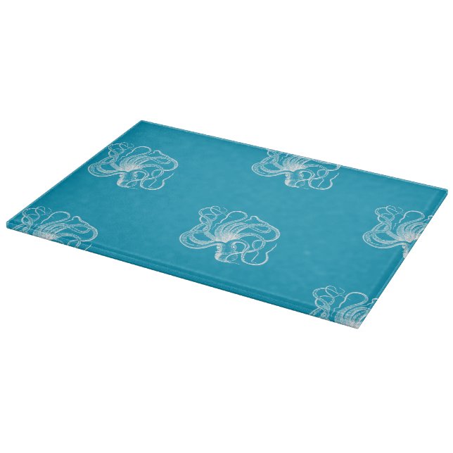 Beach Aqua Blue White Octopus (Hörn)