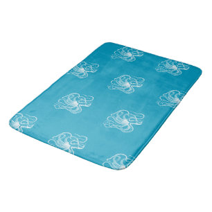 Beach Aqua Blue White Octopus Badrumsmatta