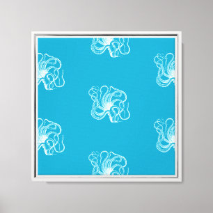 Beach Aqua Blue White Octopus Canvastryck