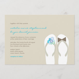 Beach Aqua Flinflip flops Destination Wedding Inbj Inbjudningar