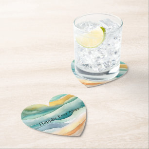 Beach Aqua Grönt Ocean Cream Sand Bröllop Underlägg Papper