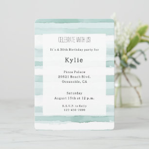 Beach Aqua Mint Rand Birthday Inbjudningar