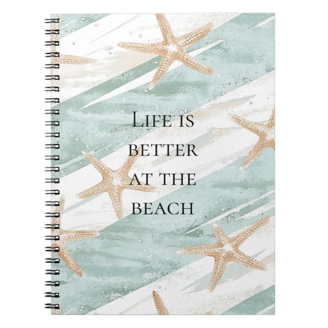 Beach Aqua Mint Starfish Rand Anteckningsbok (Framsidan)