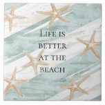 Beach Aqua Mint Starfish Rand Bröllop Kakelplatta<br><div class="desc">Beach Aqua Mint Starfish Rand Möhippa Bröllop</div>
