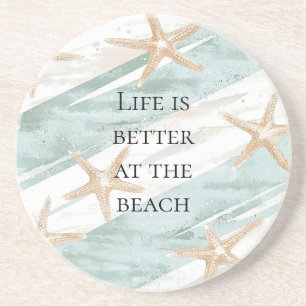 Beach Aqua Mint Starfish Rand Bröllop Underlägg