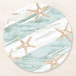 Beach Aqua Mint Starfish Rand Bröllop Underlägg Papper Rund<br><div class="desc">Beach Aqua Mint Starfish Rand Möhippa Bröllop</div>
