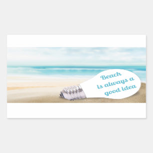 Beach är alltid en bra idé, sommar rektangulärt klistermärke