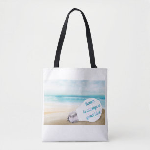 Beach är alltid en bra idé, sommar tygkasse