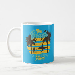Beach är min Lycklig Ställe, sommar, Surfa och Han Kaffemugg