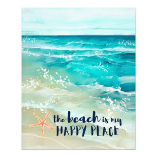 Beach är min Lycklig Ställe-stjärtfena Vinkar Fototryck