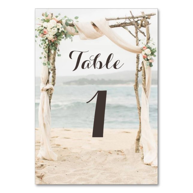 Beach Arbor Bröllop Bordsnummer Card (Framsidan)