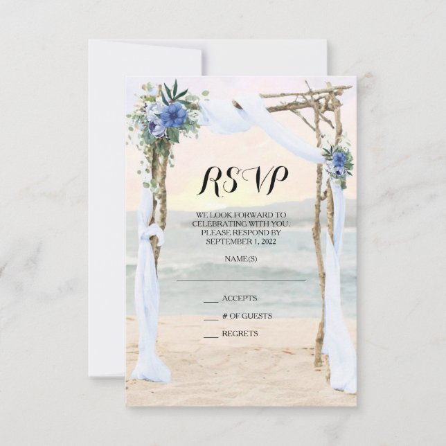 Beach Arbour Sunset Blue Orchid Bröllop OSA Card (Framsida)