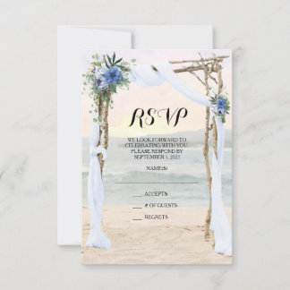 Beach Arbour Sunset Blue Orchid Bröllop OSA Card Kort