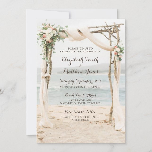 Beach Arbour Wedding-inbjudan Inbjudningar (Framsida)