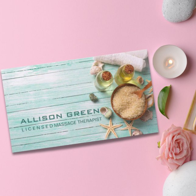 Beach AromaTherapi Massageterapeut SPA Salon Visitkort (Beach Aromatherapy Massage therapist SPA Salon Business Card)