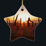 Beach Art Julgransprydnad Keramik<br><div class="desc">Fotografi från Oregon Kusten av min familjs drivskog mot sol.</div>