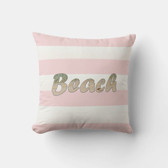Beach Art Rosa Cabana Rand Kudde (Framsida)
