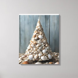 Beach Art Seashells Coastal Julgran Decor Canvastryck
