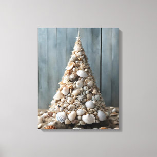 Beach Art Seashells Coastal Julgran Decor Canvastryck