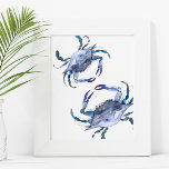 Beach Art Watercolor Coastal Blue Crab Poster<br><div class="desc">Ta med en stänk av kustkarm till ditt badrum, vardagsrum eller gästutrymme med den här fantastiska färgmålningen för vattenkrabba. Med en kopia av min ursprungliga handmålade blåkrabba fångar den här väggkonsten havsandan - skapar den som ett tillägg till ett strandhus eller ett kustinspirerat rum. Som strandkonst för sovrummet eller bostadsområdet...</div>
