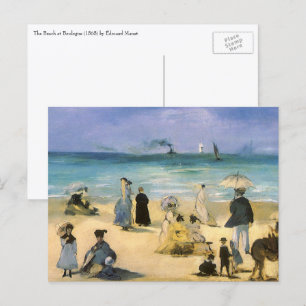 Beach at Boulogne by Edouard Manet, Vintage Art Vykort