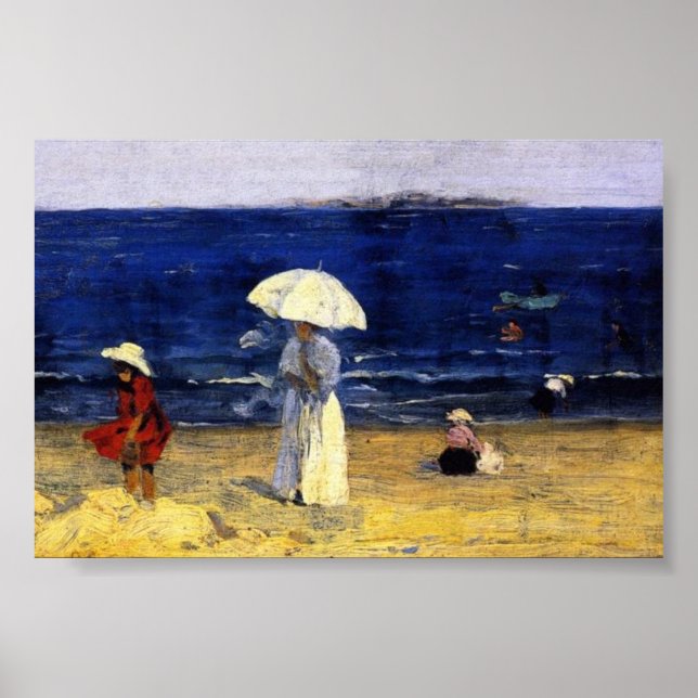 Beach at Dinard , Clarence Gagnon Poster (Framsidan)