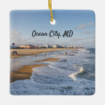 Beach at Ocean City, Maryland Julgransprydnad Keramik<br><div class="desc">Tider som rullar på stranden i Ocean City,  Maryland på hösten</div>