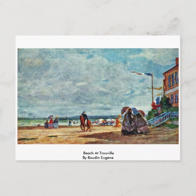 Beach at Trouville by Boudin Eugène Vykort (Framsida)