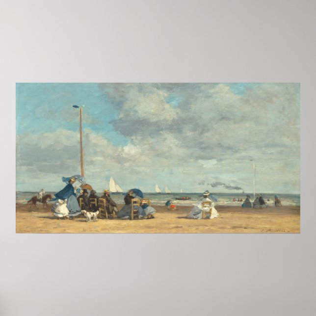 Beach at Trouville - Eugène Boudin Fine Art Poster (Framsidan)