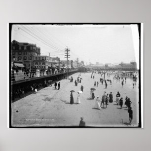 Beach, Atlantic City New jersey c1905 Vintage Poster