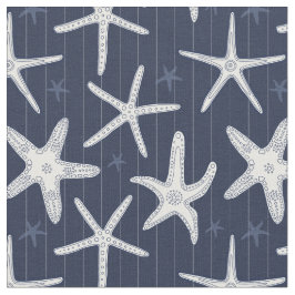Beach av Starfish White och Navy Blue Rand Tyg