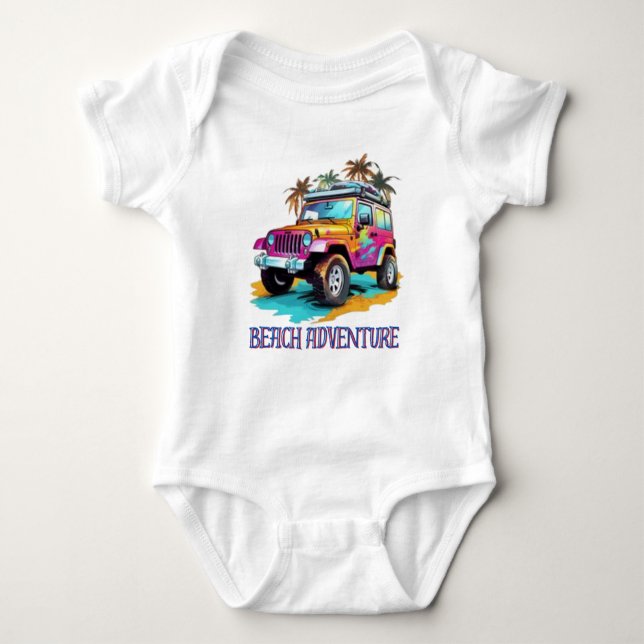 Beach Äventyr Baby Bodykostym. T Shirt (Framsida)