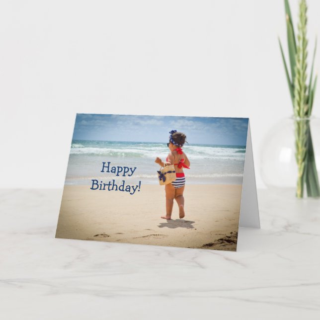 BEACH BABE BIRTHDAY CARD TACK KORT (Framsida)