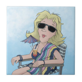 Beach Babe Ceramic Tile Kakelplatta