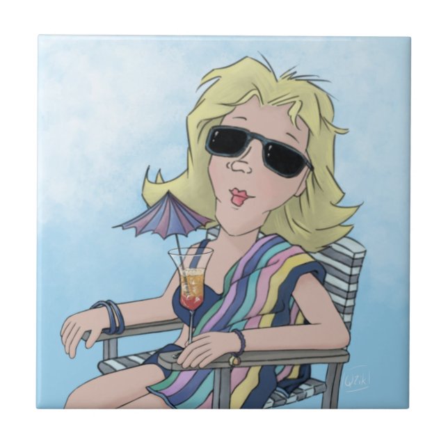 Beach Babe Ceramic Tile Kakelplatta (Framsidan)