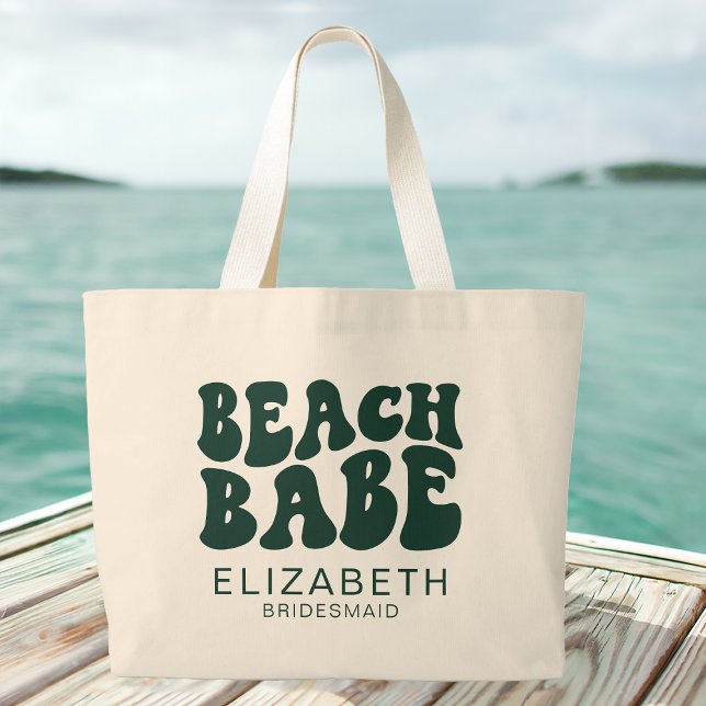 Beach Babe Emerald Grönt Coola Bachelorette Party Jumbo Tygkasse (Skapare uppladdad)