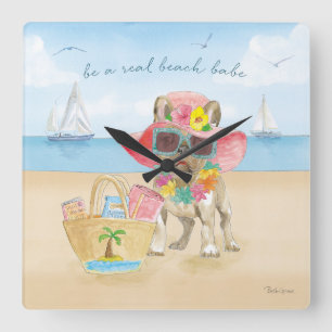 Beach Babe Fyrkantig Klocka