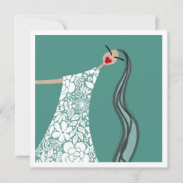 Beach Babe in White Flowers Mode Illustration Inbjudningar