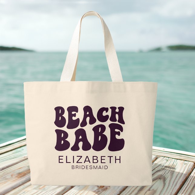 Beach Babe Lila Matching Bachelorette Party Jumbo Tygkasse (Skapare uppladdad)