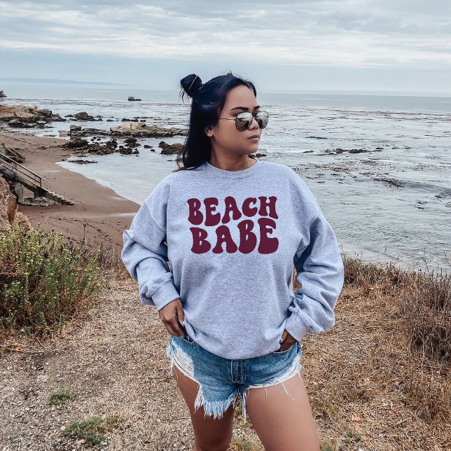 Beach Babe Mörk Red Matching Bachelorette Party T Shirt (Skapare uppladdad)