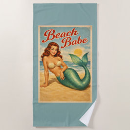 Beach Babe Pin-Up Mermaid -Retro Coastal Life Teal
