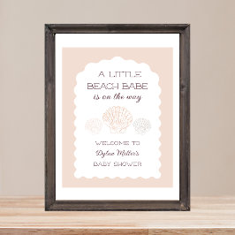 Beach Babe Seashell Girl Baby Shower Välkommen Poster