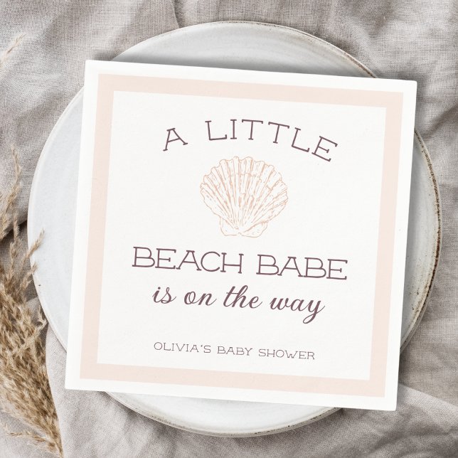 Beach Babe Seashell Summer Baby Shower Pappersservett (Beach Babe Seashell Summer Girl Baby Shower Napkins)
