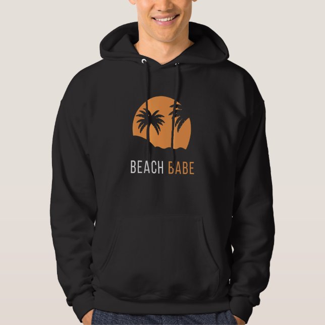 Beach Babe Summer Vacation Handflatan Träd och Sun Hoodie (Framsida)