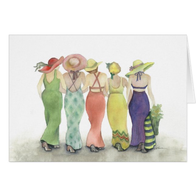 Beach Babes Dancing i rain-kortet OBS Kort (Framsidan Horizontal)
