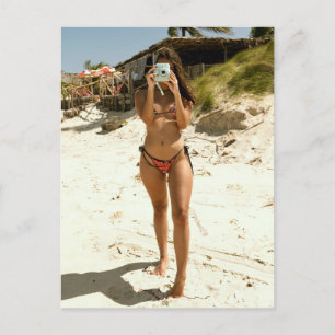 Beach babian med kamera vykort