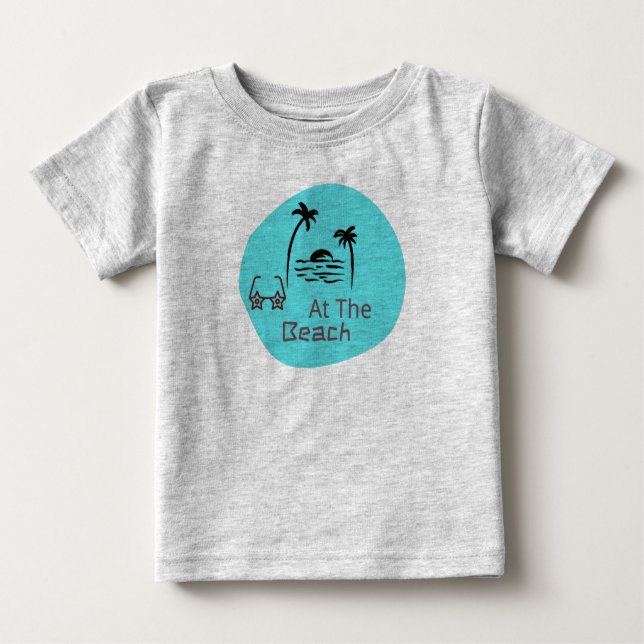 Beach Baby Grått T Shirt (Framsida)