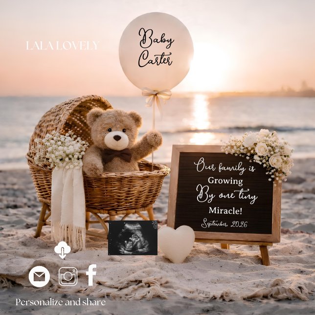 beach baby reveal pregnancy announcement card meddelande (Skapare uppladdad)