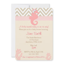 Beach Baby Seahorse Baby Shower-inbjudan